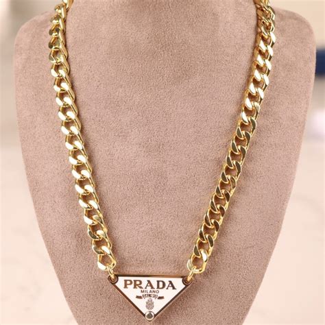 white prada triangle necklace|Prada necklace triangle dupe.